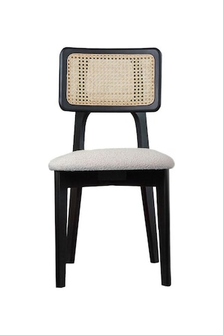 Zeus Hazeranlı Ahşap Bohem Sandalye Siyah - Beyaz