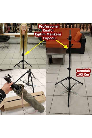 Profesyonel Kuaför Eğitim Mankeni Tripodu 163 Cm Uzunluk