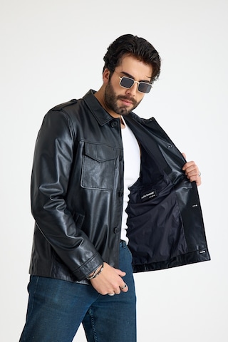 Franko Armondi Klasik Erkek Deri Ceket Çikma Muton Yakali E41-kd-k-61 Siyah