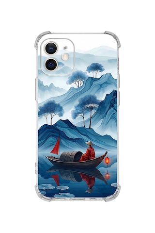 Printify Apple iPhone 11 İle Uyumlu Simya Serisi Sonsuz Akış Tasarımlı Uv Baskılı Köşe Korumalı Antişok Kılıf Şeffaf