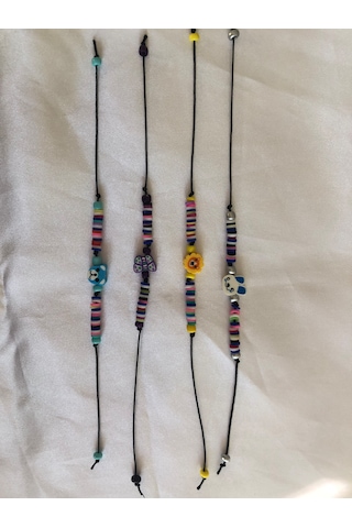 4 Lü Fimo Hayvan Figürlü Bileklik Çok Renkli