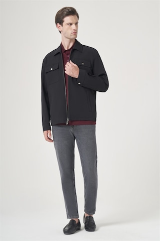 İmza Siyah Berberi Yaka Gabardin Düz Slim Fit Casual Mont 1007260151