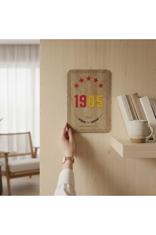 Galatasaray 1905 Şampiyonluk Ahşap Tablo Duvar Dekoru 27x19 Cm Özel Tasarım Taraftar Hediyesi 1