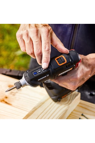 WORX WX177 20V 2.0Ah Li-ion Döner Kafa ve Çift Mandrenli Profesyonel Kömürsüz Şarjlı Matkap + 6 Parça Uç