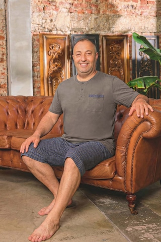 Aydoğan Erkek Dinç Büyük Beden Koton Vizon Bermuda Pijama Takımı 0086 Vizon