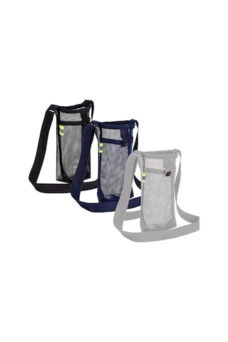 Fosenze 3'lü Su Şişesi Çantası Seti - Ağ Desenli Taşınabilir Kılıf, Ayarlanabilir Askı, Yürüyüş Kamp Turizm İçin - Siyah Mavi Gri Siyah - Gri - Mavi