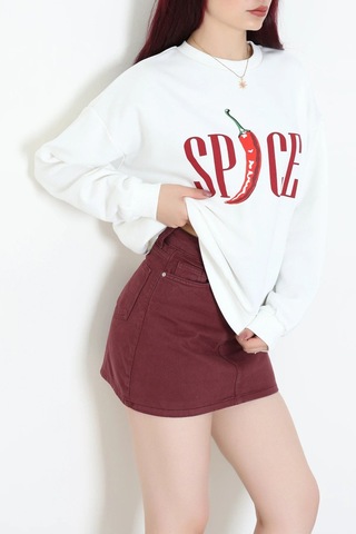 Modi Quzu Baskılı Sweatshirt Beyaz - 75366.2002. 2beyaz