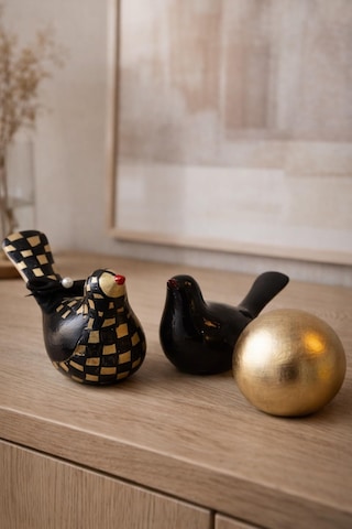 Dekoratif Kuş Biblo Seti 3 Lü Modern Siyah Gold