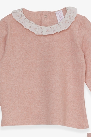 Breeze Kız Bebek Taytlı Takım Yakası Fırfırlı Triko 0-1 Ay-2 Yaş Somon Melanj Somon