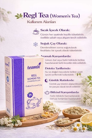 Regl Tea Womens Tea Doğal Katkısız Bitkisel Karışımlı Çay 60 G 30 Süzen Poşet
