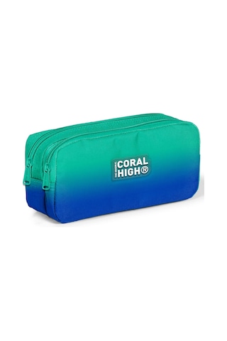 Coral High Yeşil Saks Renk Geçişli İki Bölmeli Kalem Çantası - Erkek Çocuk