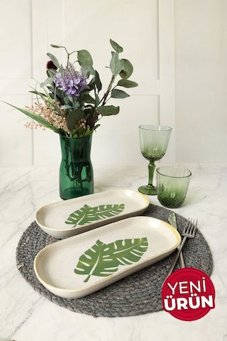 Keramika Forest Noyan Kayık Tabak 26 Cm 2 Adet 22727 Yeşil