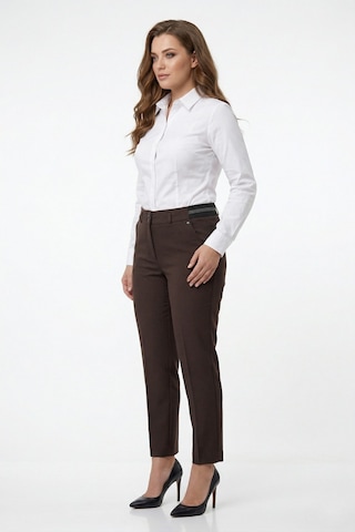 Kübra Kadın Kumaş Bilek Pantolon Bel Yarım Lastikli Bgl-st05388 Kahve