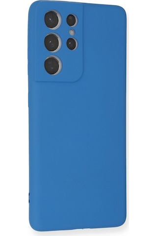 Newface Samsung Galaxy Uyumlu S21 Ultra Kılıf Nano İçi Kadife Silikon Glblseme - 64 - Mavi