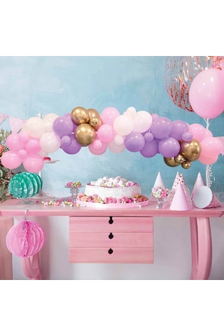 Balon Dekorasyonu 3lü Set Kız Asorti Set 70'li - Makaron Çok Renkli