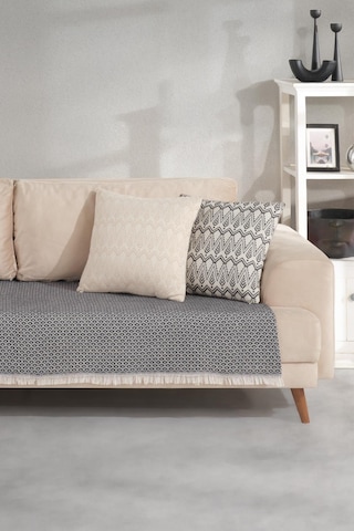 ZeynepTekstil Halfy Natural Pamuklu Koltuk Şalı Çekyat Örtüsü 100 x 210 Antrasit