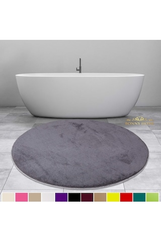 Bonny Home Elite Antrasit 100x100 Cm Yuvarlak Peluş Banyo Paspası Antrasit