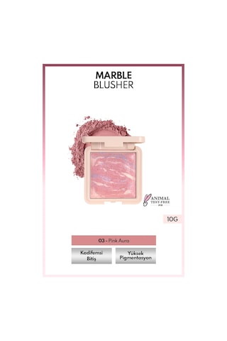 Note Cosmetique Marble Baked Blusher Fırınlanmış Allık & Aydınlatıcı - 03 Pink Aura