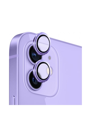 Safeus Safir Temperli Kamera Lens Koruyucu Apple Uyumlu iPhone 12 Ve Mini İle Mor