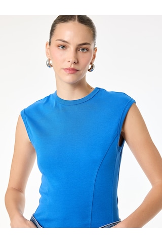 Koton Pamuklu Bisiklet Yaka Slim Fit Kolsuz Kobalt Mavi Tişört Mavi 6sak50050pk