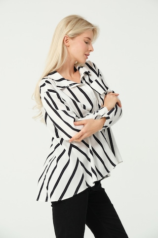 S'amore Clothing Cep Detay Polo Yaka Gömlek Multi Çizgili Çok Renkli