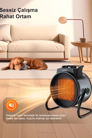 Auhma At1h Yeşil 3000w Ptc Elektrikli Isıtıcı Fan Termostatlı Ve Güvenli Isıtma