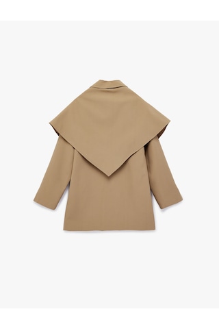 Koton Gabardin Kumaş Uzun Kollu Cepli Düğmeli Pelerin Detaylı Oversize Trençkot Deve Tüyü 6sak00002uw Taba