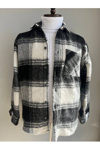 Unisex Jakarlı Oversize Siyah Gömlek Siyah