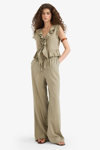Defacto Wide Leg Çift Cepli Normal Bel Standart Boy Pantolon D1009ax25spkh459 Haki