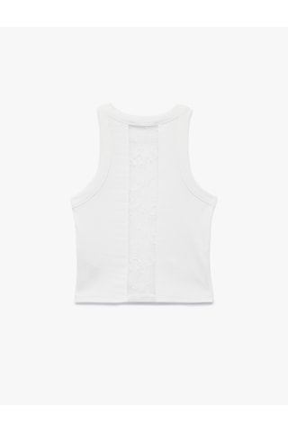 Koton Slim Fit Arkası Dantel Detaylı Kolsuz Halter Yaka Atlet Bluz Kırık Beyaz 6sak10500ek Ekru