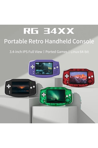 Rg 34xx Taşınabilir Oyun Konsolu 3.4 Ips Ekran Cortex-a53 Linux S