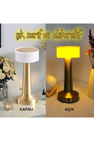 Upway Ayarlanabilir Led Işıklı Dokunmatik Şarjlı Dekoratif Modern Masa Lambası Altın