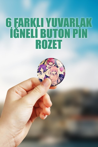 Bochi The Rock Çanta Süsü Rozet İğneli Buton Rozet Seti 6 Adet Çok Renkli