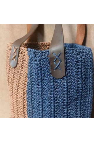 Uretti - Volkan 4975 8338 El Yapımı Kahverengi - Lacivert Renk Kağıt İp El Çantası Kahverengi - Lacivert