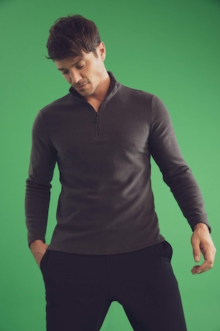 DeFacto Antrasit Tüylenme Yapmayan Soğuk Geçirmez Regular Fit Dik Yaka Fermuarlı Polar Sweatshirt Y3996AZNSAR126