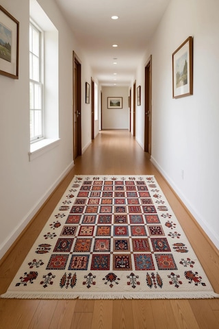 Blghome Etnik Desen Renkli Modern Halı Dekoratif Kilim Çok Renkli