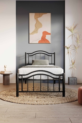 Argimo Belinay Çift Kişilik Ferforje Siyah Metal Karyola 180x200