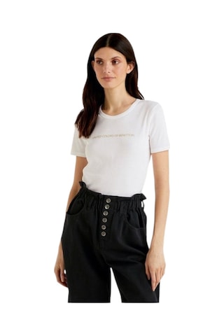 United Colors Of Benetton Kadın Benetton Yazılı Basic T-shirt Beyaz