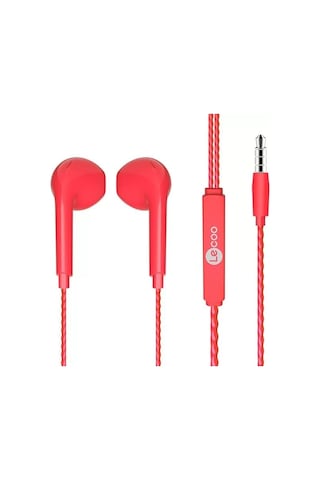 Lecoo Eh104r 3.5 Mm Jacklı Kablolu Kulak İçi Mikrofonlu Kulaklık Kırmızı