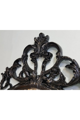 Ayna Denizi Vintage Taç Model Siyah Renk Dekoratif Ayna Siyah