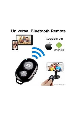 Bluetooth Uzaktan Kumanda Pilli Tüm Telefonlara Uyumlu Video Selfie Ve Fotoğraf Çekme Siyah Siyah