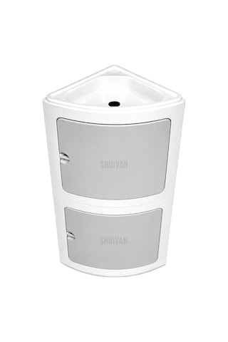 Shuıvan Karavan Banyo Lavabo Ve Dolap Seti 32x32x80cm-1953