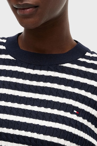 Tommy Hilfiger % 100 Pamuk Regular Fit Bisiklet Yaka Örgü Kazak Kadın Kazak Ww0ww44993 0x7 Mavi-bej