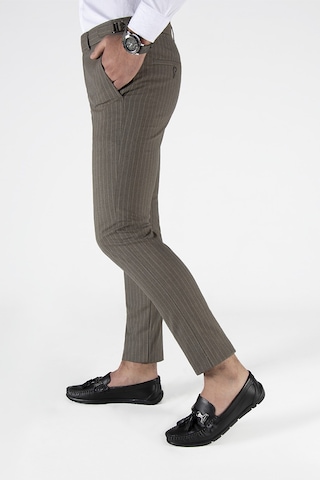 Terapi Men Erkek Slim Fit Dik Çizgili Italyan Kesim Keten Pantolon 21k-2200420-1 Kahverengi Kahverengi