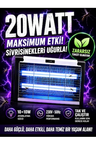 20w Çift Uva Işıklı Elektrikli Sivrisinek Kovucu Sinek Öldürücü Haşere Tuzak Cihazı 001