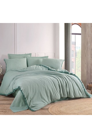 Private Çift Kişilik Nevresim Takımı İpliği Boyalı Mint Mint