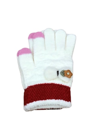Kitti 9-15 Yaş Kız Çocuk Örme Eldiven K24240-01 Ekru