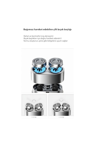 Jx-08 Taşınabilir Şarjlı Suya Dayanıklı Tıraş Makinesi Manyetik Çift Başlık, Ipx7