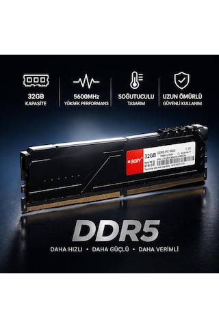 Bory 32gb Ddr5 5600mhz Soğutuculu Desktop Ram Yüksek Performans Gaming & Profesyonel Kullanım