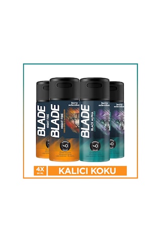 Blade Black Alpha & Night Fire Erkek Deodorant Seyahat Boy 4x90 Ml Tanışma Seti